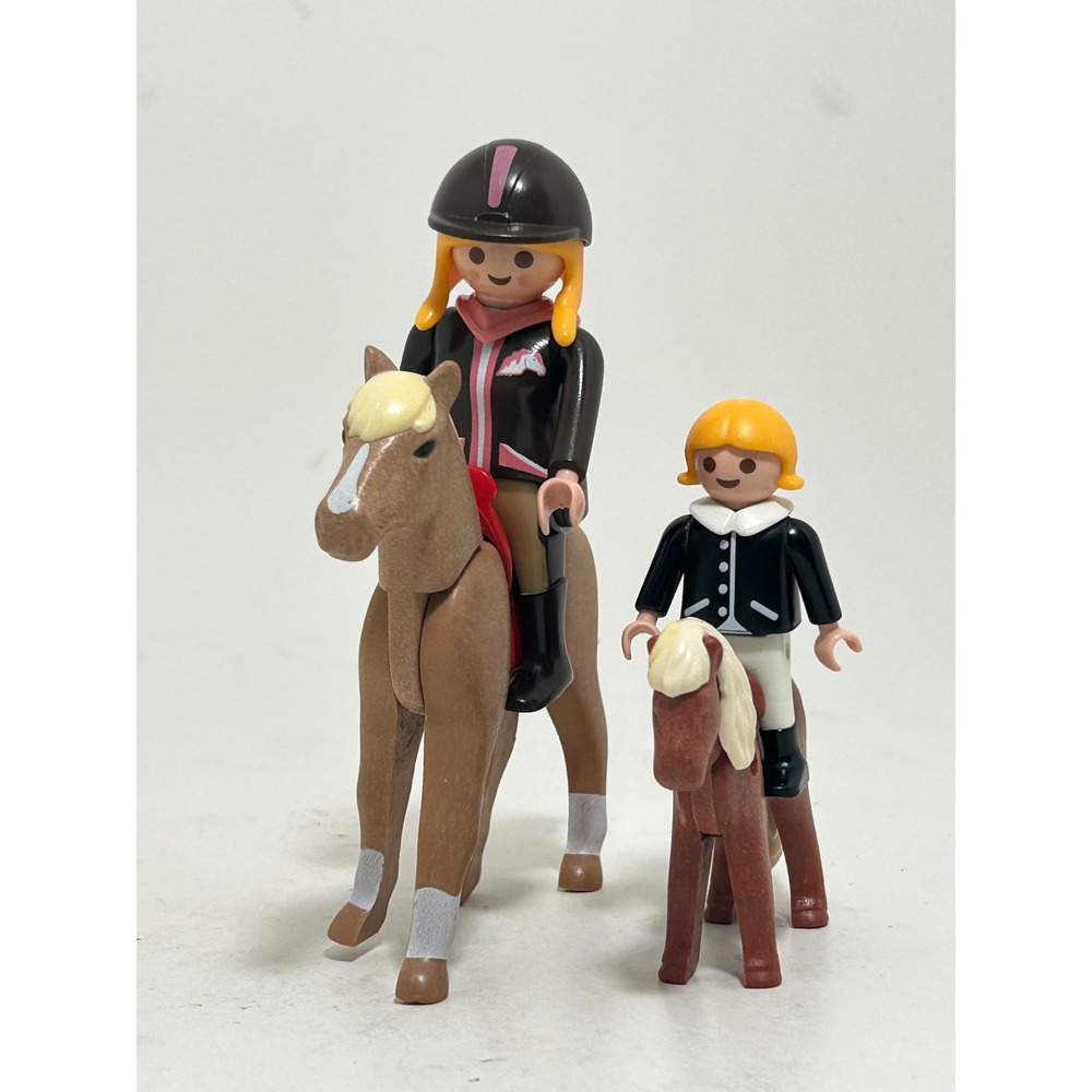 Playmobil Equestrian Horse Rider Figures and Ponies Set 4‎ Pieces Brown Tan